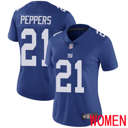 Women New York Giants 21 Jabrill Peppers Royal Blue Team Color Vapor Untouchable Limited Player Football NFL Jersey